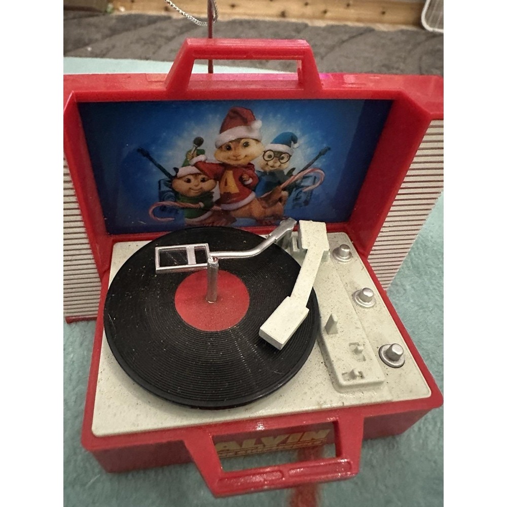 Alvin and The Chipmunks Musical Record Player Christmas Ornament Red 2013 Dyno